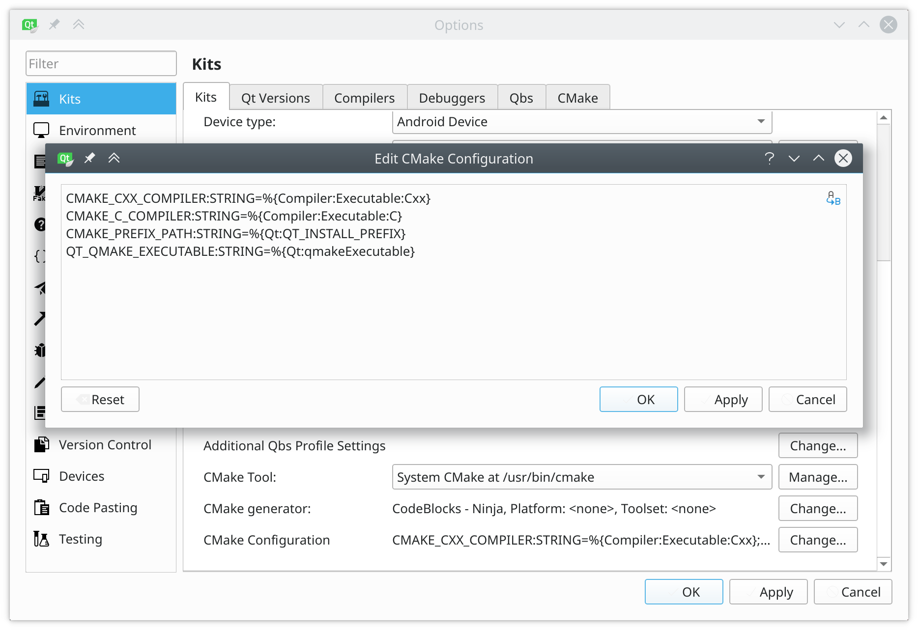 cmake set variables